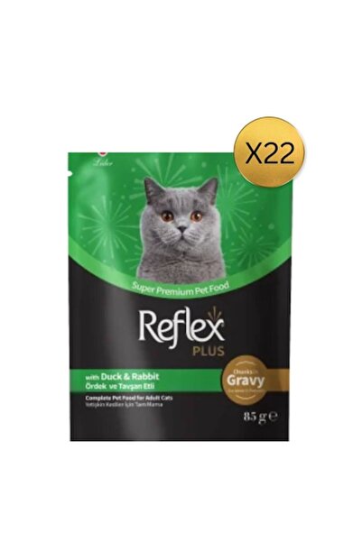 Reflex Hrană umedă Plus pentru pisici adulte, rață și iepure în sos, 22 buc x...