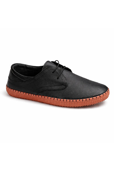 Castle Black Çarık Black Genuine Leather Men's Shoes