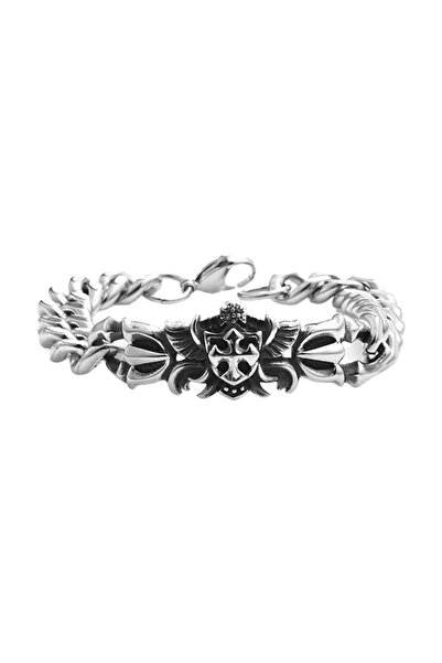 EFAYN.RO Men's bracelet, holy shield cross model, religious theme, silver, EFAYN