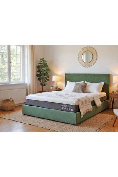 MarketMob Pat Star 180x200 cm Lada Depozitare Tapitat Catifea Verde G28