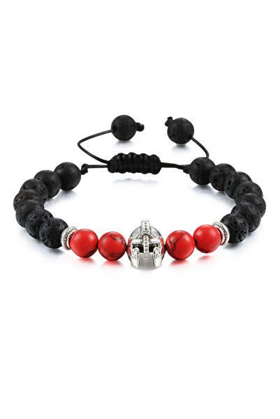 EFAYN.RO Men's bracelet, adjustable, Spartan warrior helmet pendant, M3, silv...