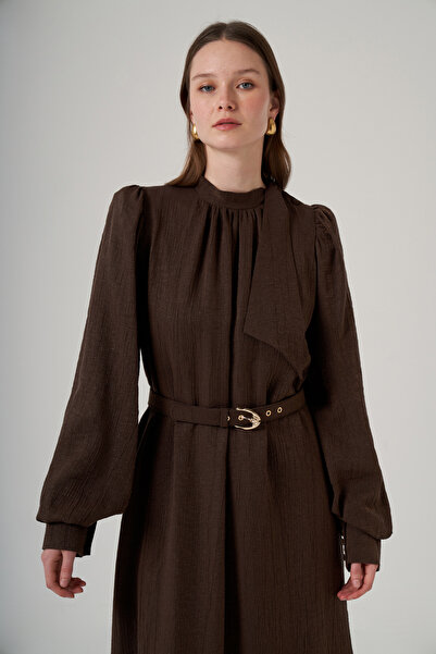 Nuss Scarf Detailed Lined Dress 2028 Mocha