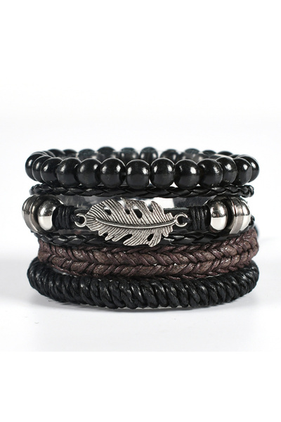 EFAYN.RO Set 4 bratari cu pandantiv simbolic, model frunza cazatoare, reglabi...