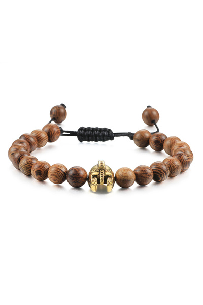 EFAYN.RO Men's bracelet, adjustable, Spartan warrior helmet pendant, M5, gold...