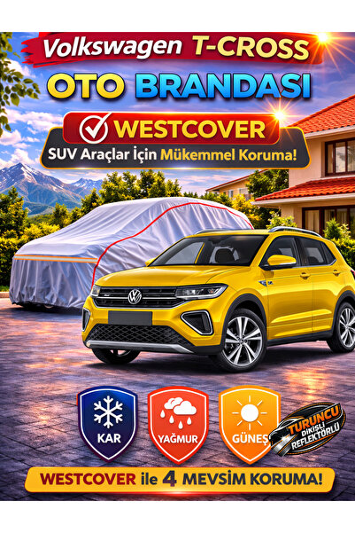 WestCover غطاء سيارة فولكس فاجن تي-كروس الجديد المتوافق (خياطة برتقالية-ريف) ...