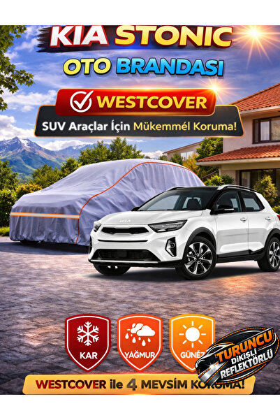 WestCover غطاء سيارة جديد متوافق مع كيا ستونيك (خياطة برتقالية-رمادي)، خيمة س...