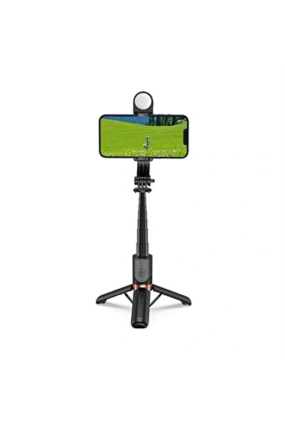 WIWU عصا سيلفي صغيرة مزودة بإضاءة Wi-SE011 - أسود