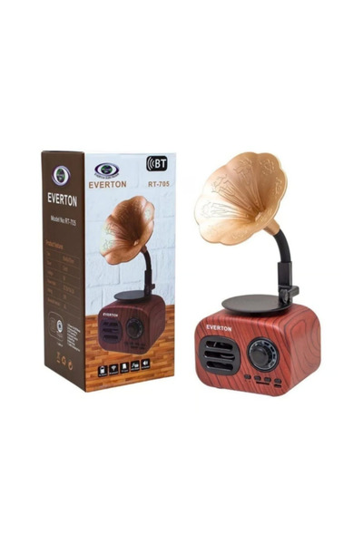 ÖZDOĞU TİCARET Gramafon Görünümlü Bluetooth Hoparlör & Mini Radyo Everton RT-705