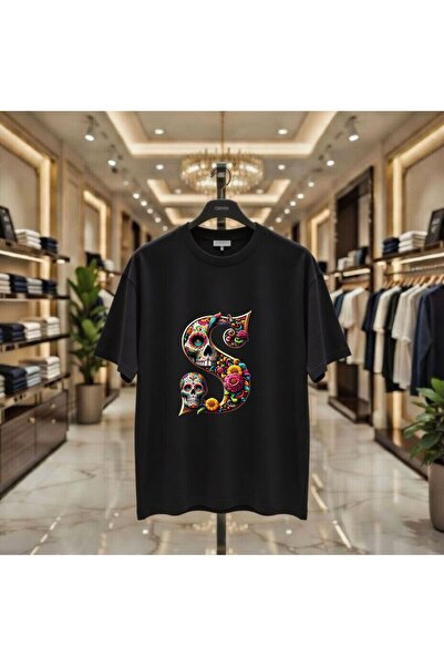 playwear Γράμμα S Οπτικό σχέδιο με στάμπα στο στήθος 100% βαμβάκι Oversize Lo...