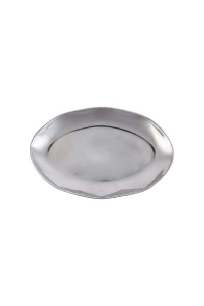 POOJA Oval Serving Plate - Stainless Steel | 24cm