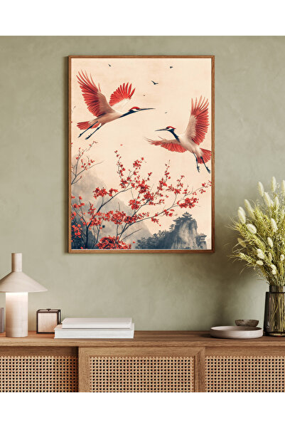 Tuba Decor Tablou într-o singură bucată cu ramă din lemn, serie de artă japandi