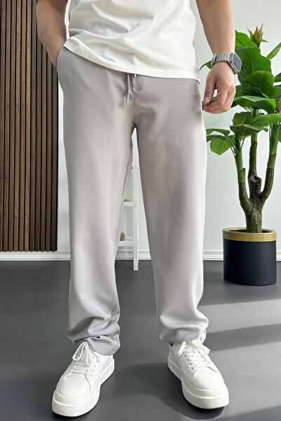 Edwox Men's Relaxed Fit Straight Jogger Pants Trousers Gray Edw468