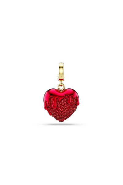 Swarovski Idyllia Charm, Yuvarlak kesim, Kalp, Kırmızı, 18k altın rengi yüzey
