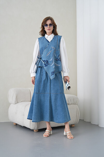 Miss Allos Γυναικείο σετ Με δέσιμο στο πλάι Beading Με κέντημα Wide Fit Jeans...