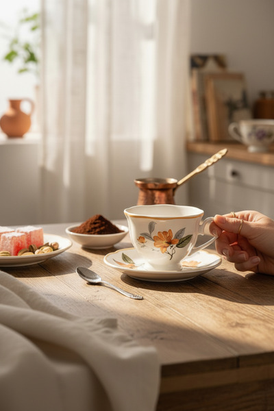 Akayev Ofelya 6-Piece Porcelain Coffee Cup Set Orange