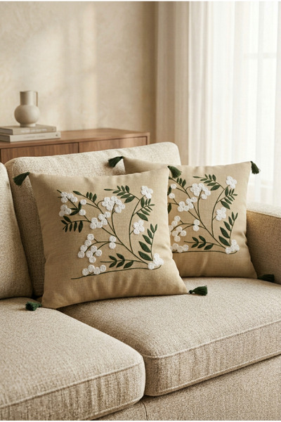 Mariesse Home 2-Piece Punch Embroidered Living Room Balcony Bohemian Throw Pi...