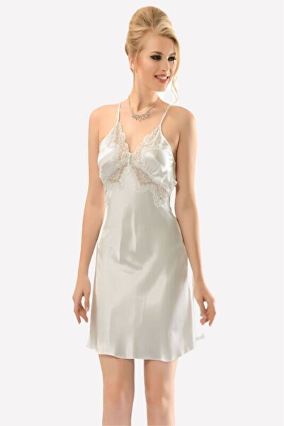 NBB Γυναικείο σατέν Με ντεκολτέ στην πλάτη Δαντέλα Λεπτομερές κοντό νυχτικό