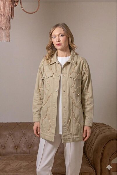 Moodbasic PREMIUM KRİSTAL BONCUK İŞLEMELİ PAMUK CEKET