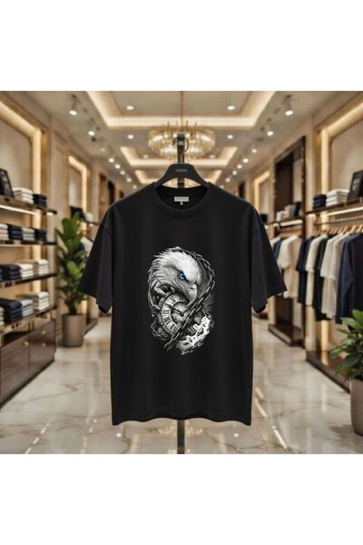 playwear Tricou cu imprimeu Blue Eyed Eagle Chain, 100% bumbac, supradimensio...