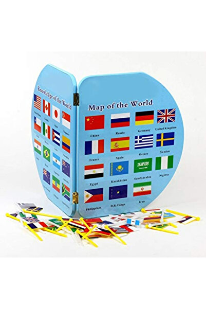 OEM Puzzle din lemn cu hartă a lumii, țări și steaguri