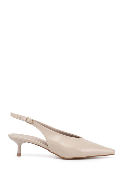 GÖNDERİ(R) Women's Beige Stiletto Heel U Open Back Shoes