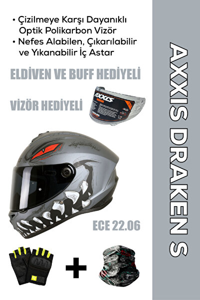 AXXIS Draken S Forza B5 / Mat Red Full Face Motosiklet Kaskı - İntercom Uyuml...