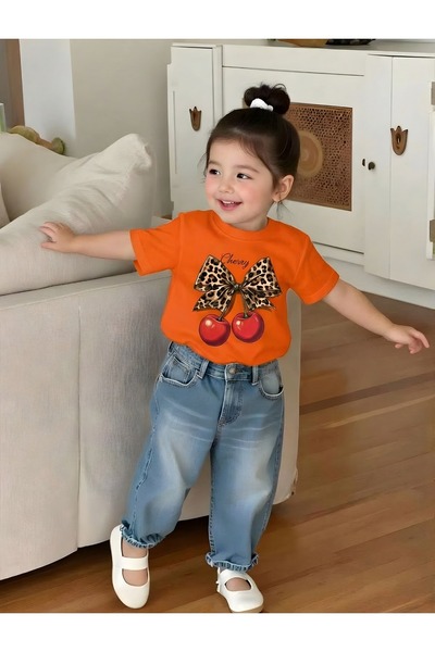 BENROMA Chery Kurdela Cherry Printed Unisex Children's T-Shirt 2Gh4