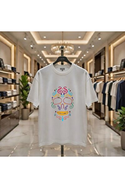 playwear Τροποποιημένο μπλουζάκι με στάμπα κρανίου, 100% βαμβακερό, υπερμεγέθ...