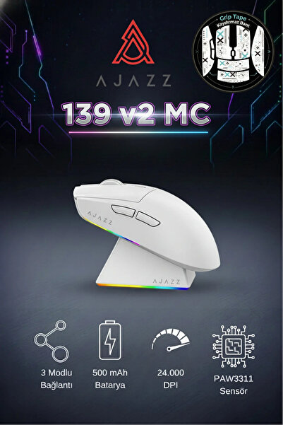 Saule Aj139 V2 Mc 24.000 Dpı Paw3311 Ultra Hafif 3 Modlu Oyuncu Mouse - 500ma...