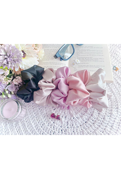 Alma Set of 5 silk hair elastics – scrunchie model, elegant and easy-to-match...