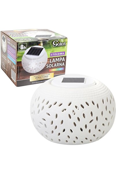 Goliat Biały Ceramiczny Świecznik z Solarną Lampą LED Zmieniającą Kolor