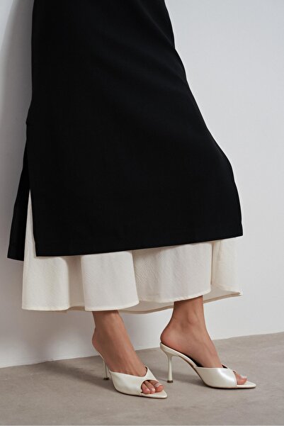 NİŞANTAŞI SHOES Rodi Sedef Matte Pointed Toe Women's Stiletto Heel U Slippers