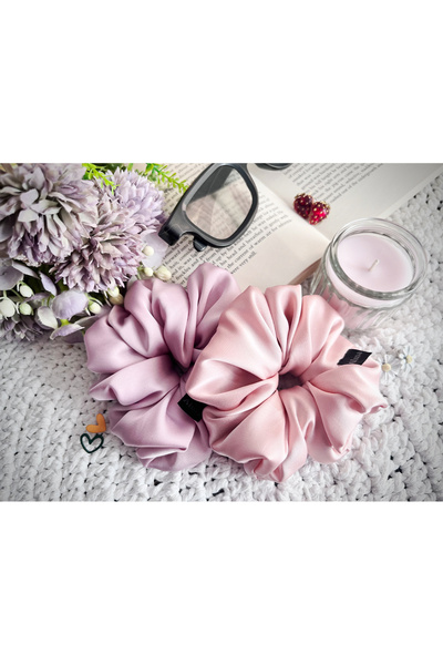 Alma Set of 2 silk hair elastics – scrunchie model, elegant and easy-to-match...