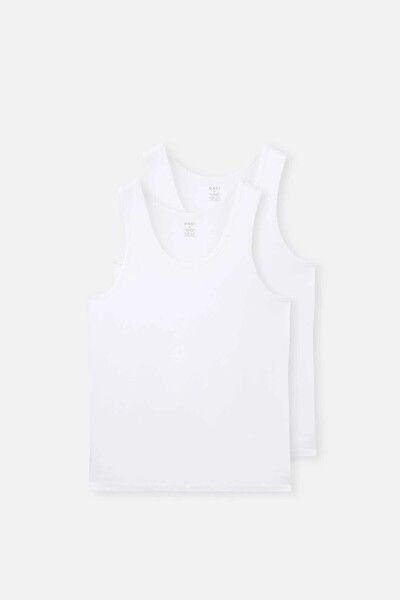 Dagi Men's Micro Modal White 2-Piece Undershirt Q5D1K1G1K