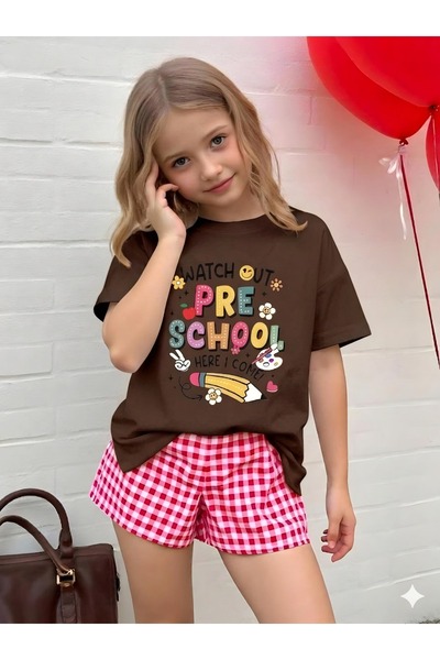 BENROMA تي شيرت مطبوع للأطفال من الجنسين من ماركة بري سكول 2GH5