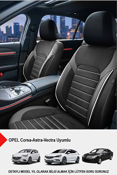 GM-DESIGN غطاء مقعد سيارة فاخر من سلسلة ألكانتارا - (متوافق مع أوبل كورسا-أست...