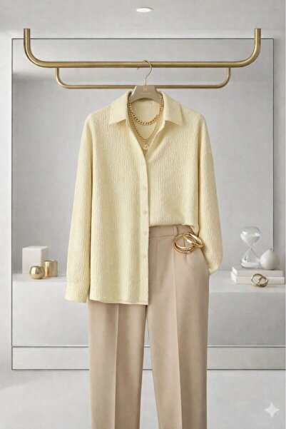 onlymoon Bürümcük Fabric Hijab Shirt Tunic |   Balon Kol Shirt Collar Oversiz...