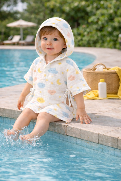 100% Cotton Muslin Fabric Baby Poncho