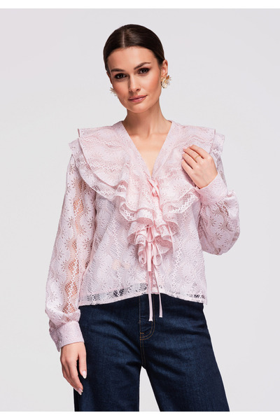 OMBRE Women's Elegant Lace Blouse OW-TS-E0027 Rose