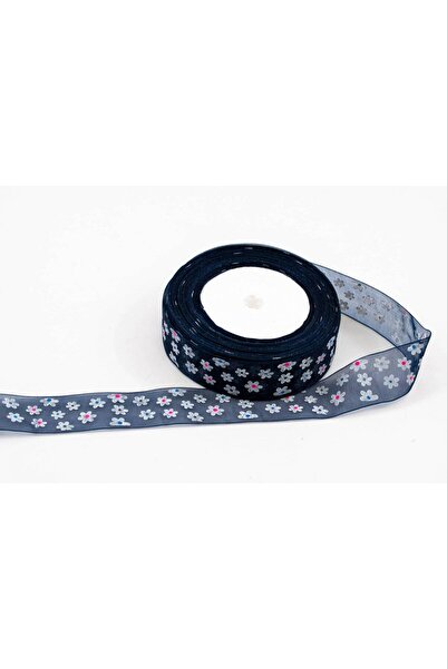 OEM Set 3 role Panglica Organza Floricele 2.5cm/22m Bleumarin