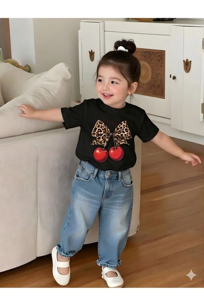 BENROMA Chery Kurdela Cherry Printed Unisex Children's T-Shirt 2Gh4