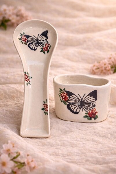 CEZVE HOME Kelebek Patterned Spoon-Sized Sponge Holder Set of 2
