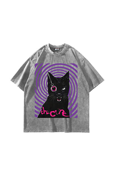 Sekizbiraltı The Cure με τύπωμα oversized Unisex Πλενόμενο Λευκό T-shirt