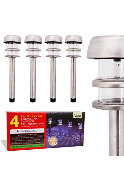Goliat Zestaw 4 Samoładowalnych Okrągłych Lamp Solarnych z Czujnikiem Zmierzc...