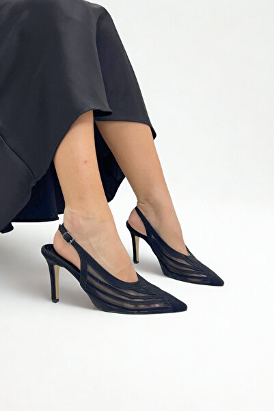 inizio Negru piele întoarsă transparent Detaliat pantofi cu toc GD340