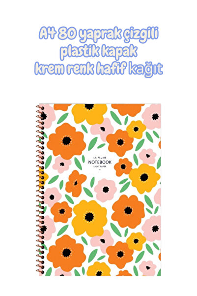 SEYFİKİRTASİYE A4 80 Sheets Striped Plastic Cover Cream Color Lightweight Paper