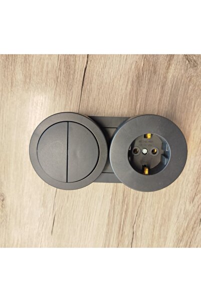 Ovivo Electric Ovivo Xone Antrasit Sıva Üstü Komütatör+Priz İkili Kombinasyon