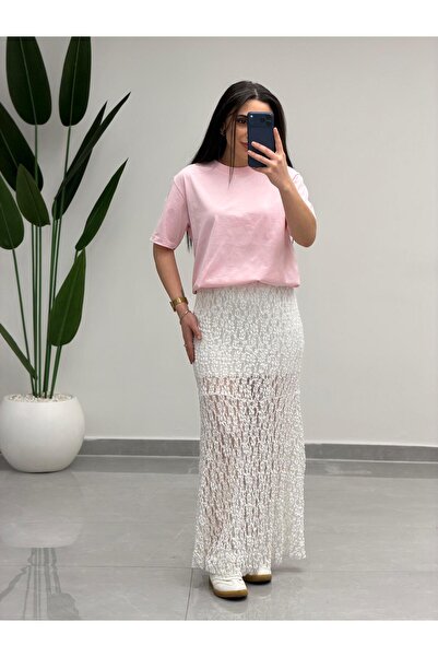 MARGA Ruffled Lace Midi Skirt
