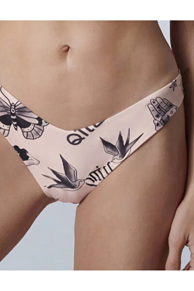 ESOTIQ Women's Bikini Bottom Briefs Low V-Waist Tattoo Pattern Designer x Kup...