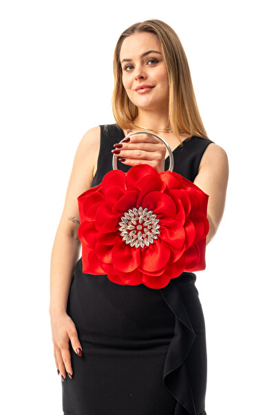 GUSTELLO ΒΑΛΕΝΤΙΝΑ |   Ασημί μεταλλική τσάντα λουλουδιών με λαβή D, βραδινό φ...